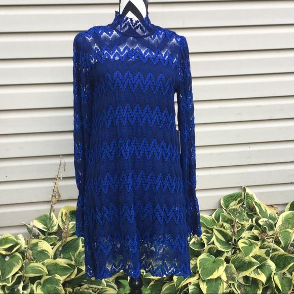 NWT Free People Simone Blue Lace Mini Dress - Picture 6 of 8